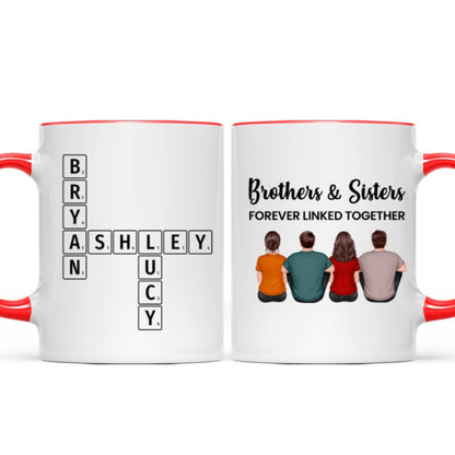 Brothers Sisters Family Linked Together Crossword Puzzle Art Personalized Mug