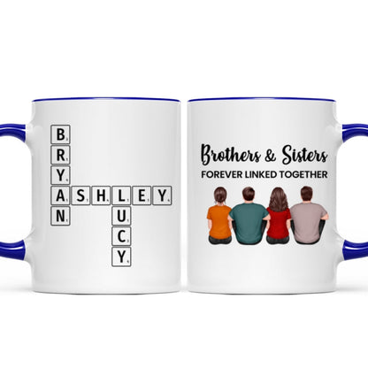 Brothers Sisters Family Linked Together Crossword Puzzle Art Personalized Mug