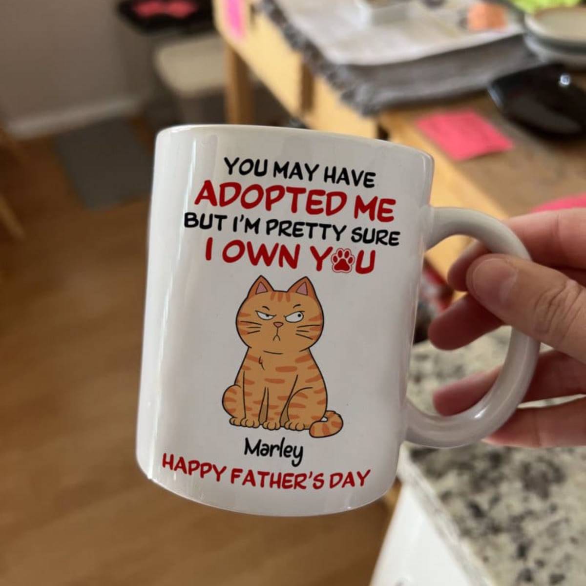 Funny Cute Cats We Own You Personalized Mug, Father's Day Gift For Cat Dad