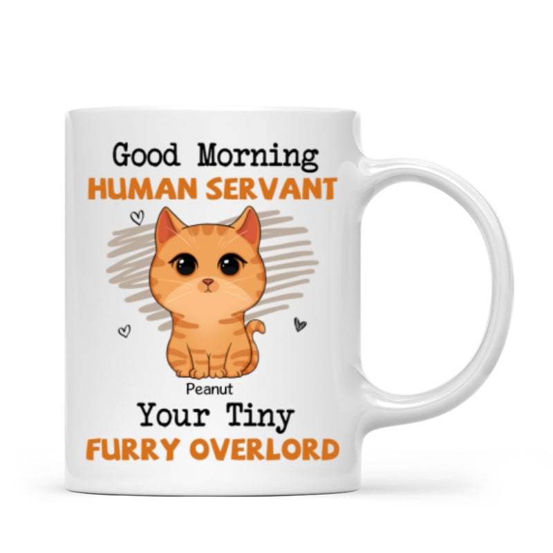 Good Morning Human Servant Cute Cats Vector Personalized Mug