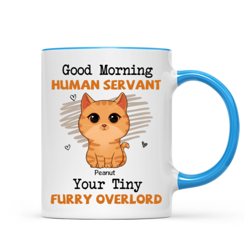 Good Morning Human Servant Cute Cats Vector Personalized Mug