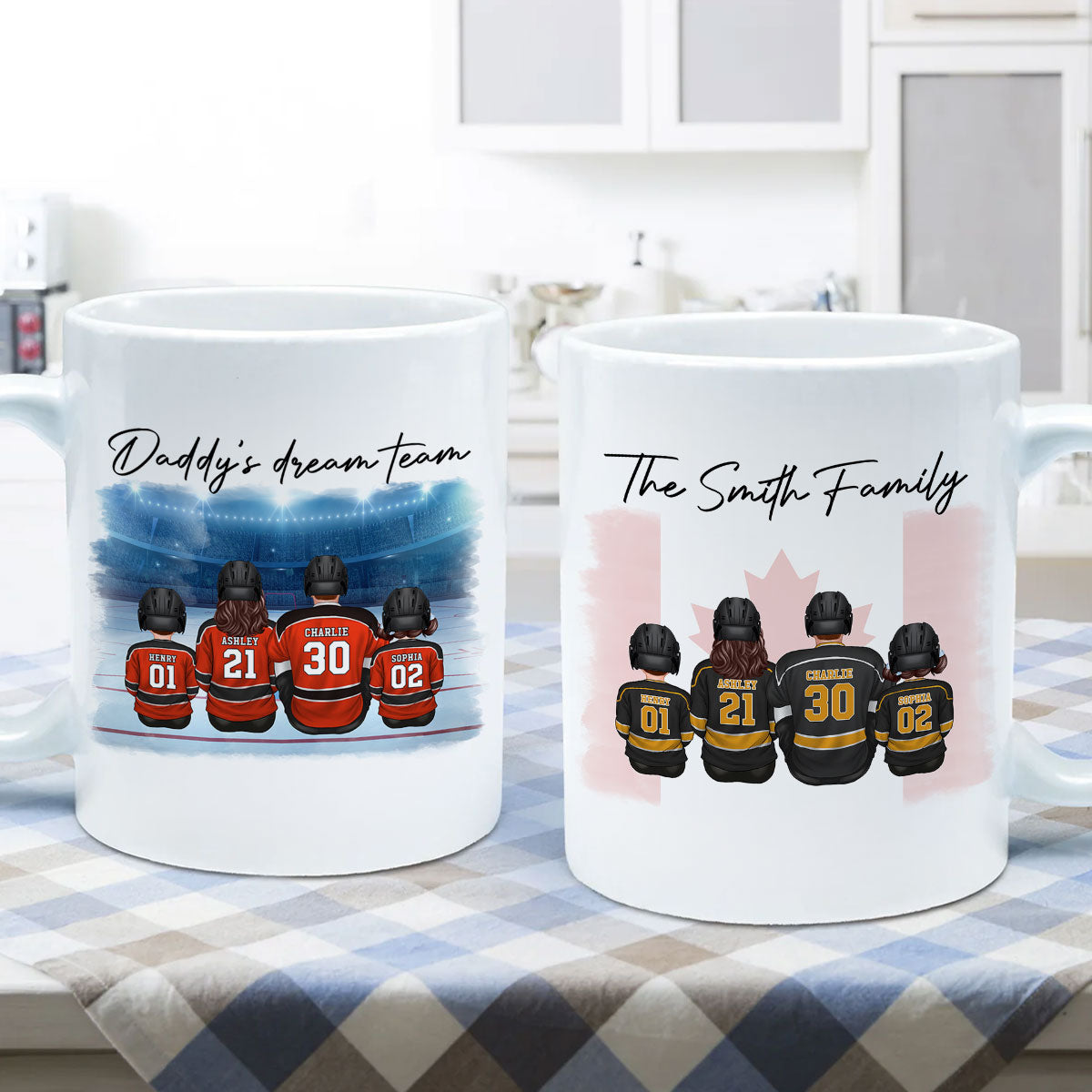 Family Team Sitting Hockey Personalized Mug, Canada Day Gift For Him, Gift For Husband, Gift For Family