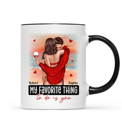Couple Standing Kissing At Beach Personalized Mug