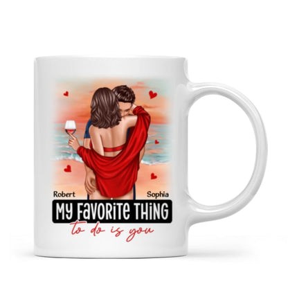 Couple Standing Kissing At Beach Personalized Mug