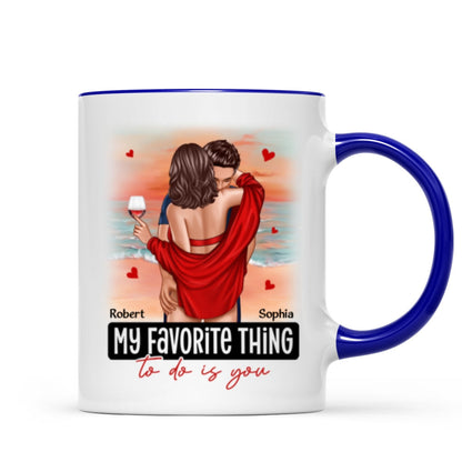 Couple Standing Kissing At Beach Personalized Mug