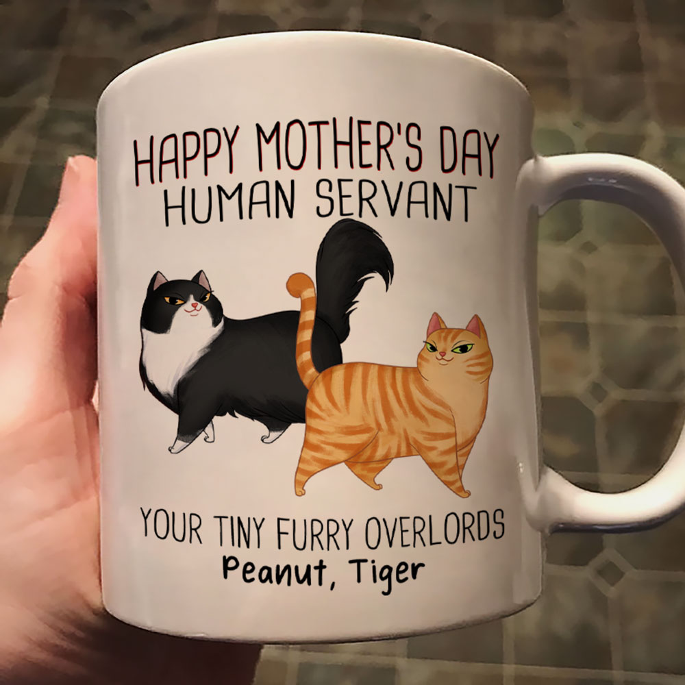 Cartoon Walking Cat Happy Mother's Day Human Servant Personalized Mug