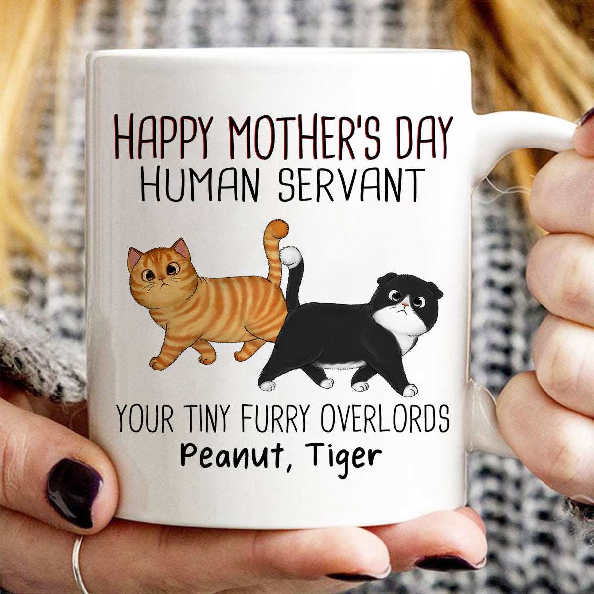 Walking Fluffy Cats Happy Mother's Day Cat Human Servant Personalized Mug