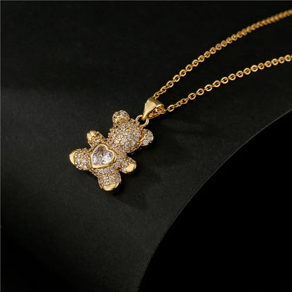 Heartbeat Teddy Bear Pendant Necklace