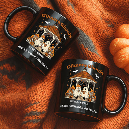 Where You Hunt I Will Follow Besties Ghouls Personalized Mug, Halloween Gift For Best Friends