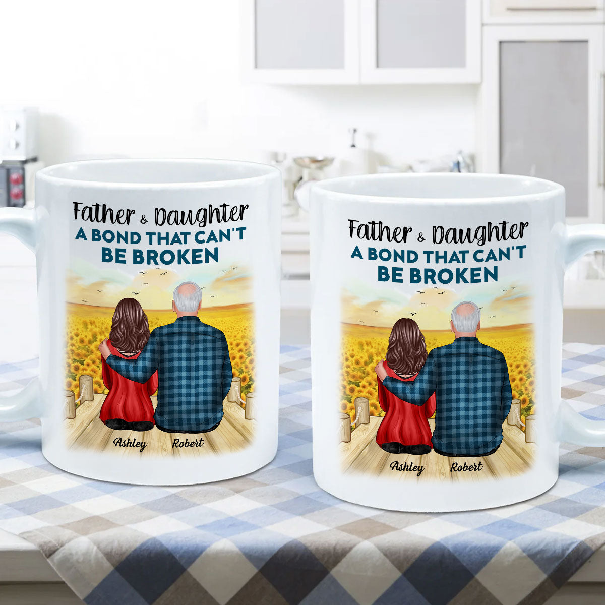 Father And Son Daughter, A Bond That Can't Be Broken Personalized Mug, Father's Day Gift For Dad, For Husband, For Him