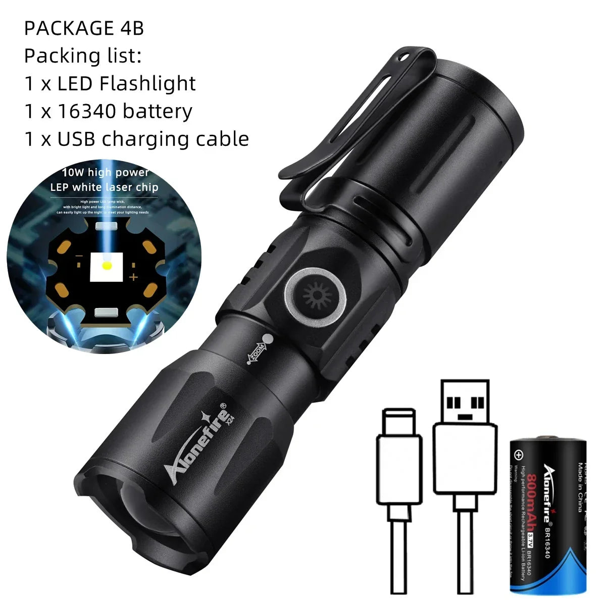 Ultra Bright Usb Telescopic Zoom Flashlight