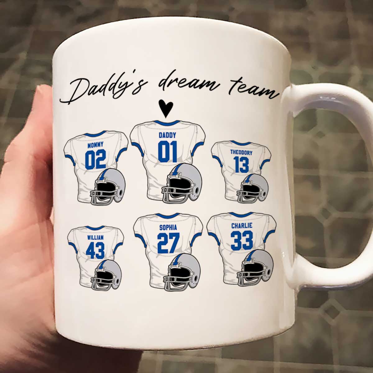 Daddy's Dream Team American Football Personalized Mug