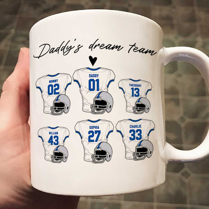 Daddy's Dream Team American Football Personalized Mug