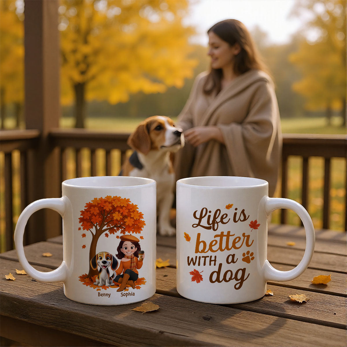 Cozy Fall Vibe Cute Cartoon Life Is Better With A Dog Personalized Mug
