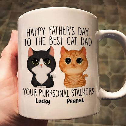 Happy Father's Day Good Morning Cat Dad From Watercolor Cute Cats Purrsonal Stalkers Personalized Mug