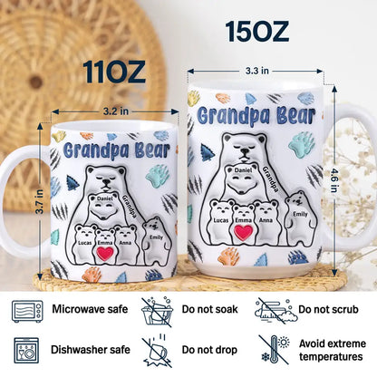 Papa Bear - 3D Inflated Effect Printed Mug, Personalized White Edge-to-Edge Mug