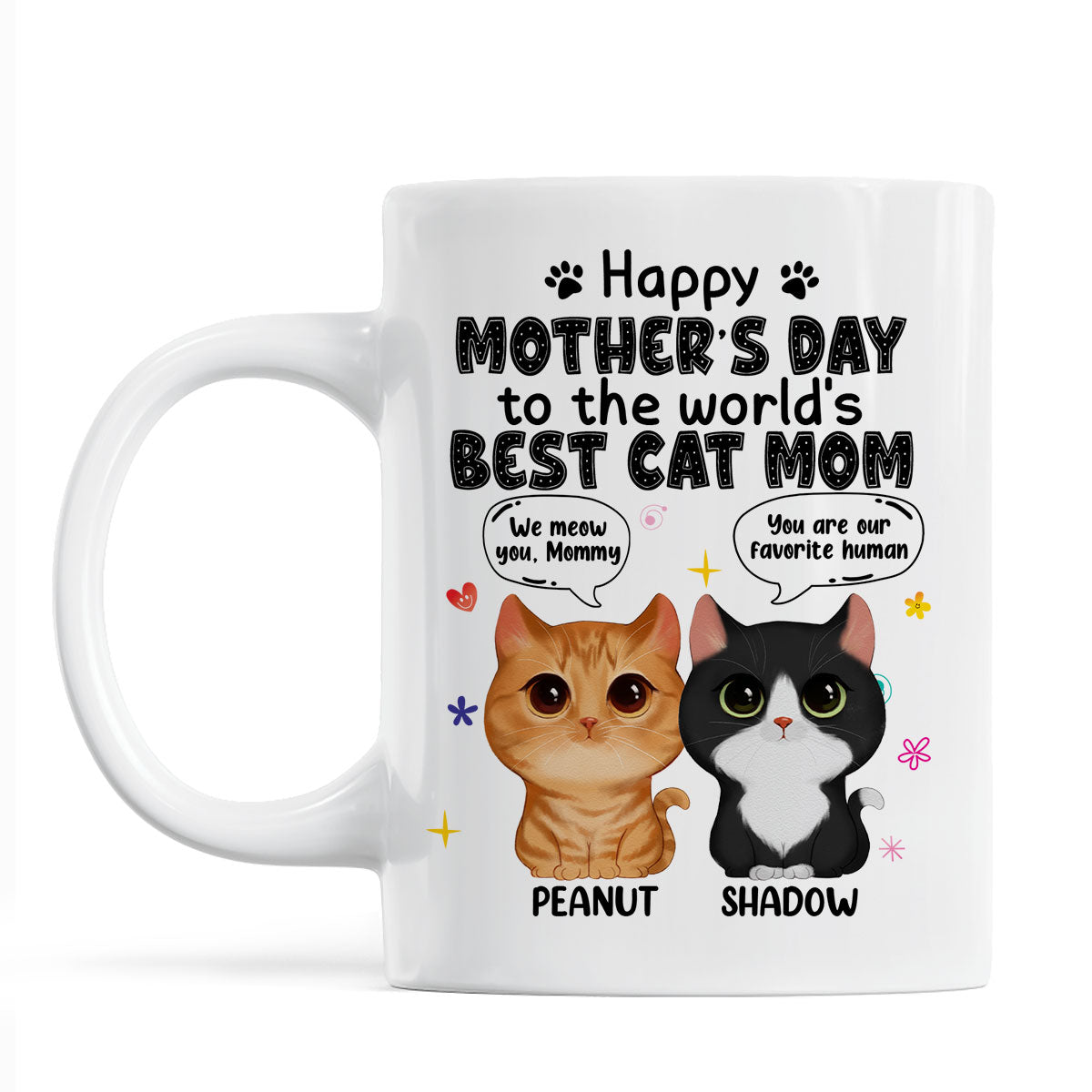 Watercolor Cute Cats Happy Mother's Day Cat Mom Watercolor Cute Cats Personalized Mug