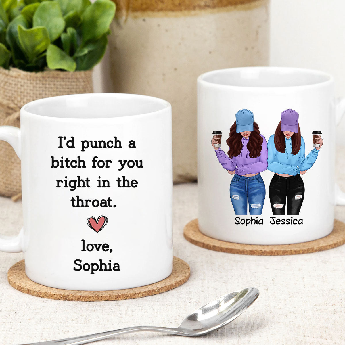 I'd Punch A Bitch For You Gift For Besties Cool Best Friends Friendship Cup Personalized Mug