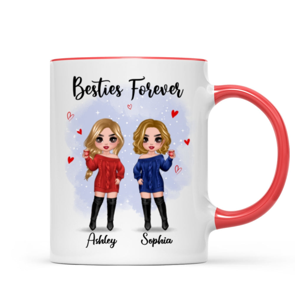Christmas Standing Doll Besties In Snow Personalized Mug