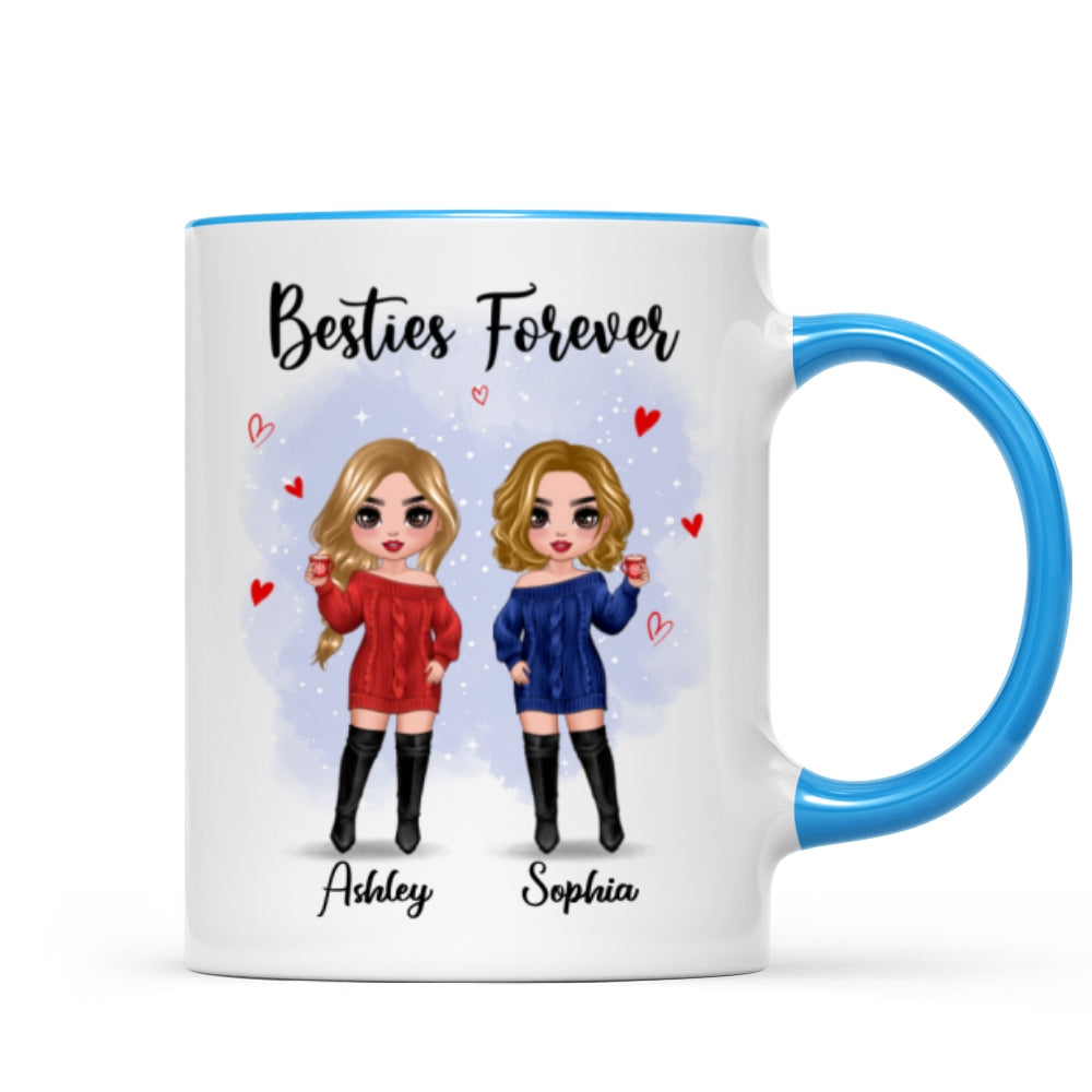 Christmas Standing Doll Besties In Snow Personalized Mug