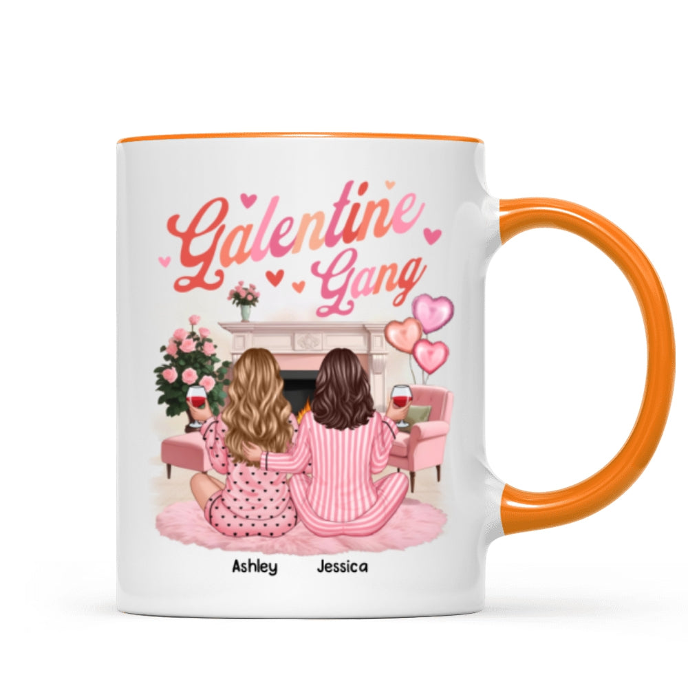 Galentine Gang Pretty Besties Sisters In House Personalized Mug, Mug, Social Club, Besties Gift