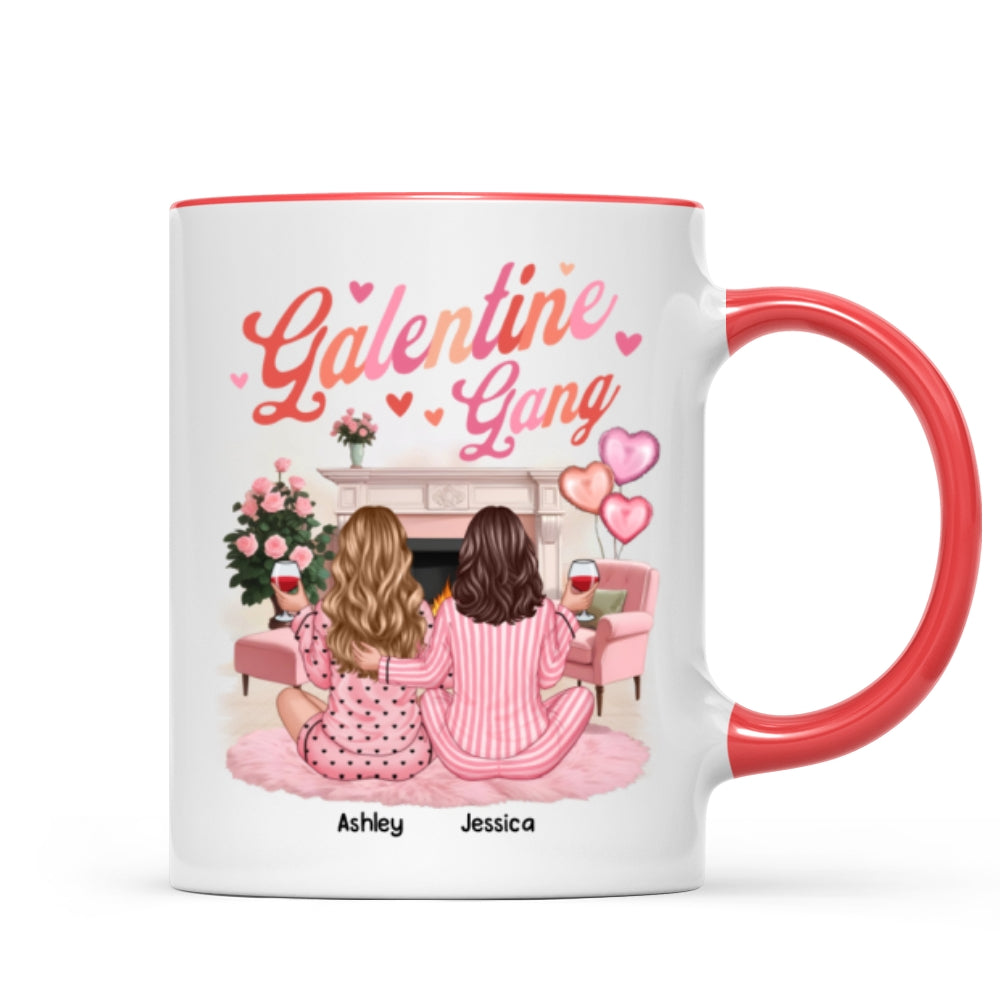 Galentine Gang Pretty Besties Sisters In House Personalized Mug, Mug, Social Club, Besties Gift