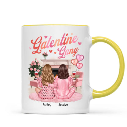 Galentine Gang Pretty Besties Sisters In House Personalized Mug, Mug, Social Club, Besties Gift