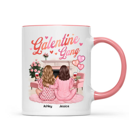 Galentine Gang Pretty Besties Sisters In House Personalized Mug, Mug, Social Club, Besties Gift
