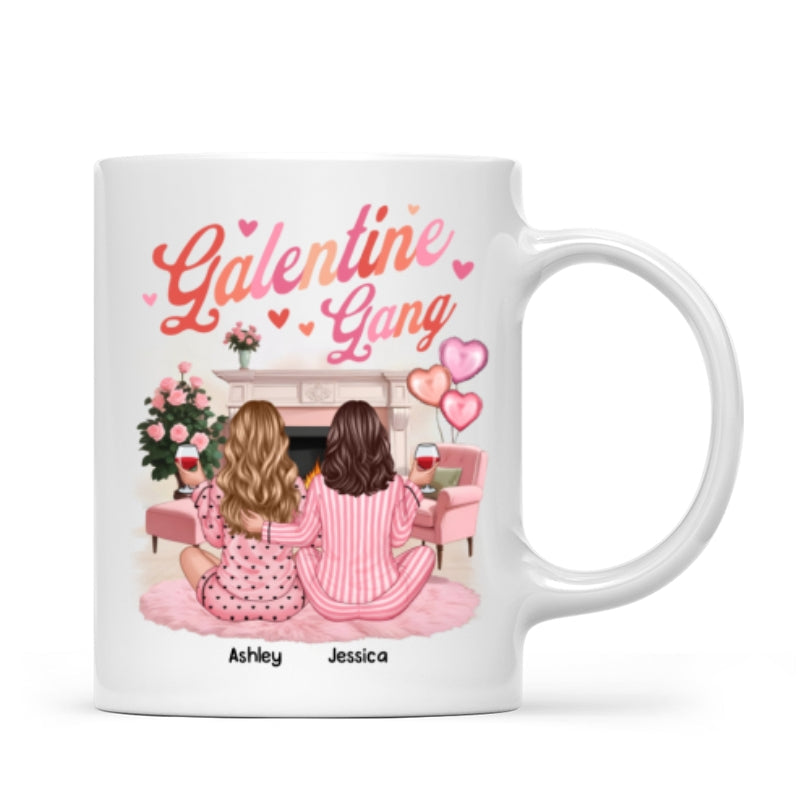 Galentine Gang Pretty Besties Sisters In House Personalized Mug, Mug, Social Club, Besties Gift