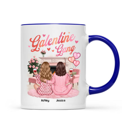 Galentine Gang Pretty Besties Sisters In House Personalized Mug, Mug, Social Club, Besties Gift