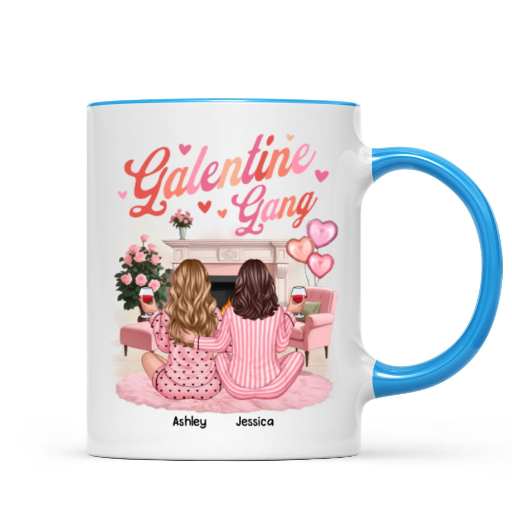 Galentine Gang Pretty Besties Sisters In House Personalized Mug, Mug, Social Club, Besties Gift