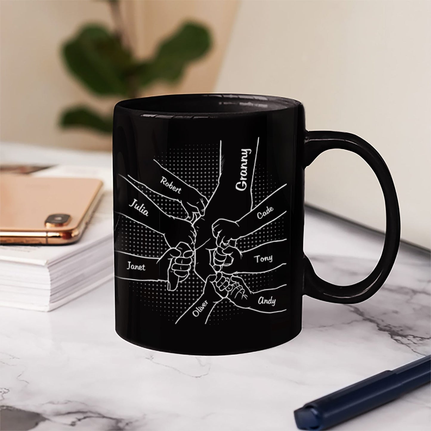 Hand In Hand, I Will Always Protect You - Birthday, Loving Gift For Mom, Dad, Papa, Nana, Grandma, Grandpa - Personalized Custom Mug