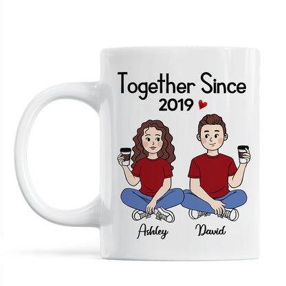 Cartoon Chibi Couple Sitting Gift For Him For Her Personalized Mug