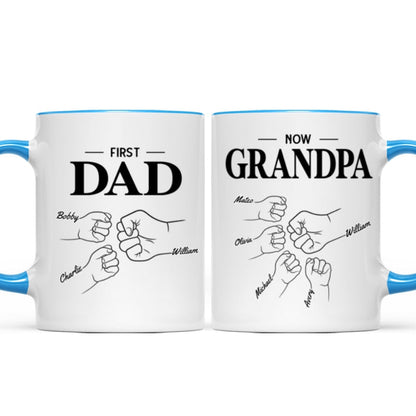 First Dad Now Grandpa Fist Bump Outline Father's Day Gift Personalized Mug