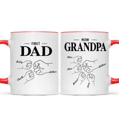 First Dad Now Grandpa Fist Bump Outline Father's Day Gift Personalized Mug