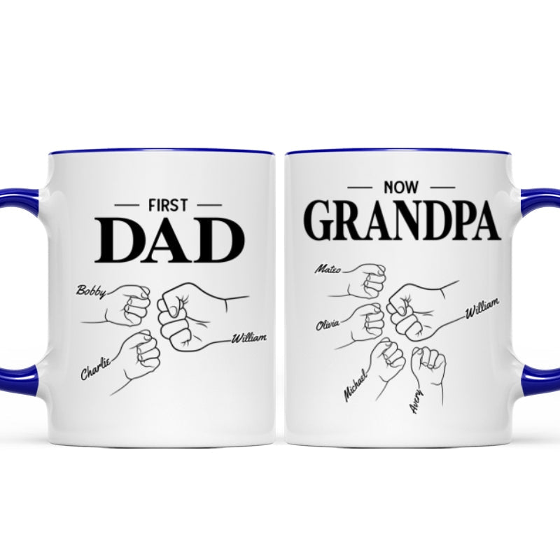 First Dad Now Grandpa Fist Bump Outline Father's Day Gift Personalized Mug