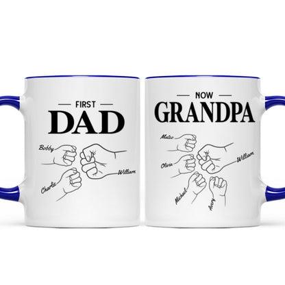 First Dad Now Grandpa Fist Bump Outline Father's Day Gift Personalized Mug