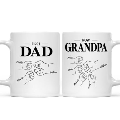 First Dad Now Grandpa Fist Bump Outline Father's Day Gift Personalized Mug