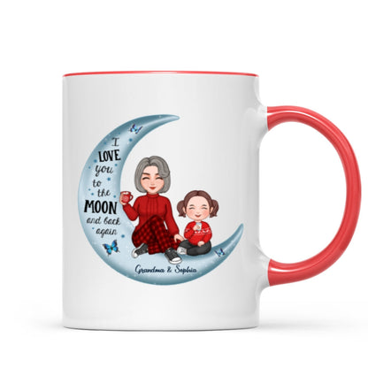 Cute Grandma & Grandkid On Moon Christmas Gift Personalized Mug