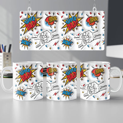 Best Dad Ever Fist Bump Personalized 3D Inflated Effect Mug, Father's Day Gift for Dad