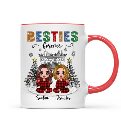 Christmas Outline Background Doll Besties Personalized Mug