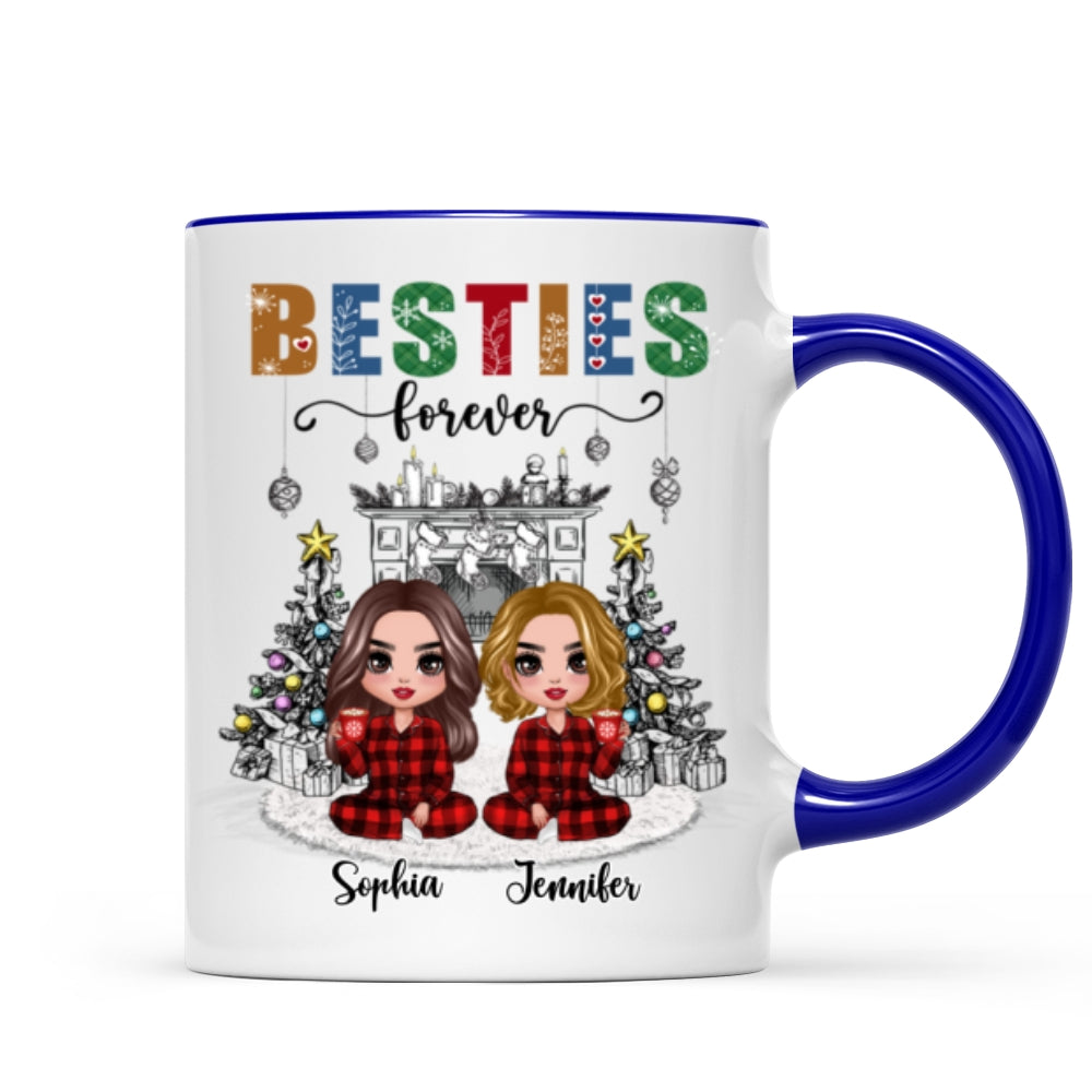 Christmas Outline Background Doll Besties Personalized Mug