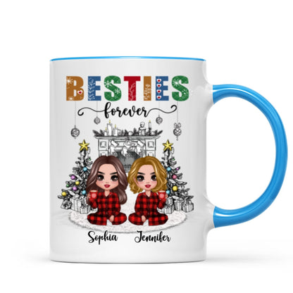 Christmas Outline Background Doll Besties Personalized Mug