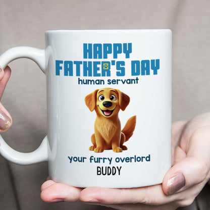Happy Mother's Day Father's Day Human Servant Cartoon Funny Dogs Blue Tone Personalized Mug
