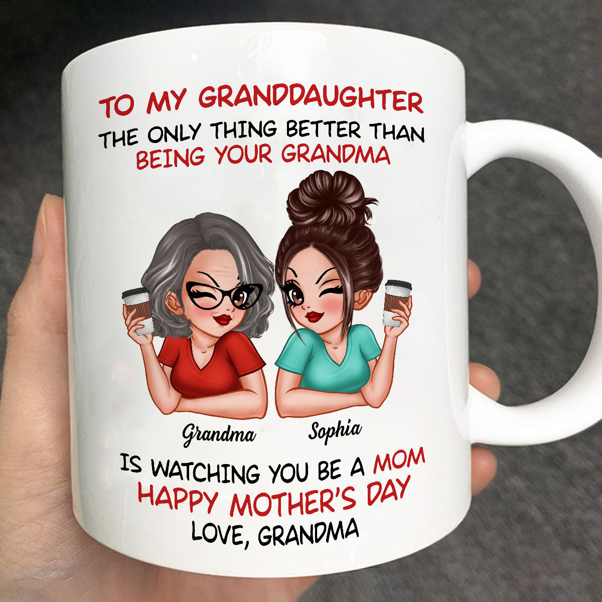 To My Granddaughter From Grandma Happy Mother's Day Personalized Mug, Gift For Granddaughter