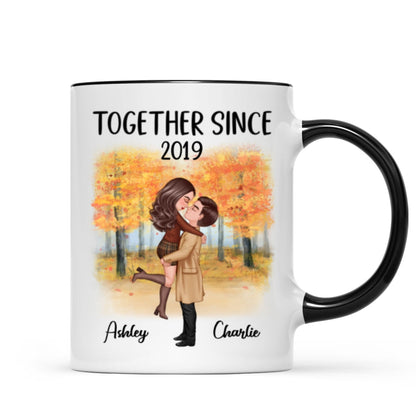 Fall Season Doll Couple Kissing Hugging Personalized Mug