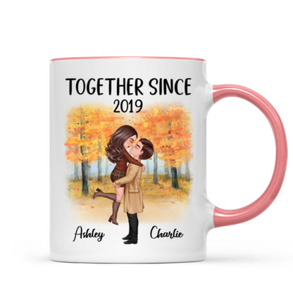 Fall Season Doll Couple Kissing Hugging Personalized Mug