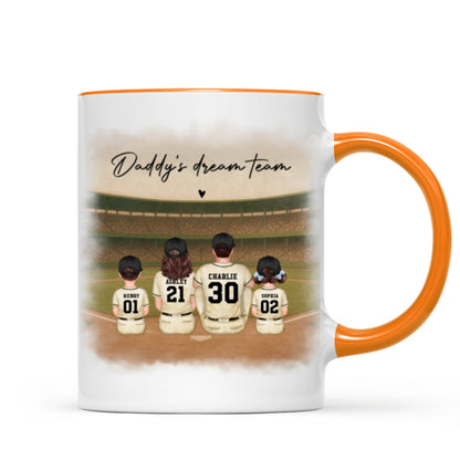 Retro Vintage Baseball Daddy's Dream Team Mug, Gift For Dad