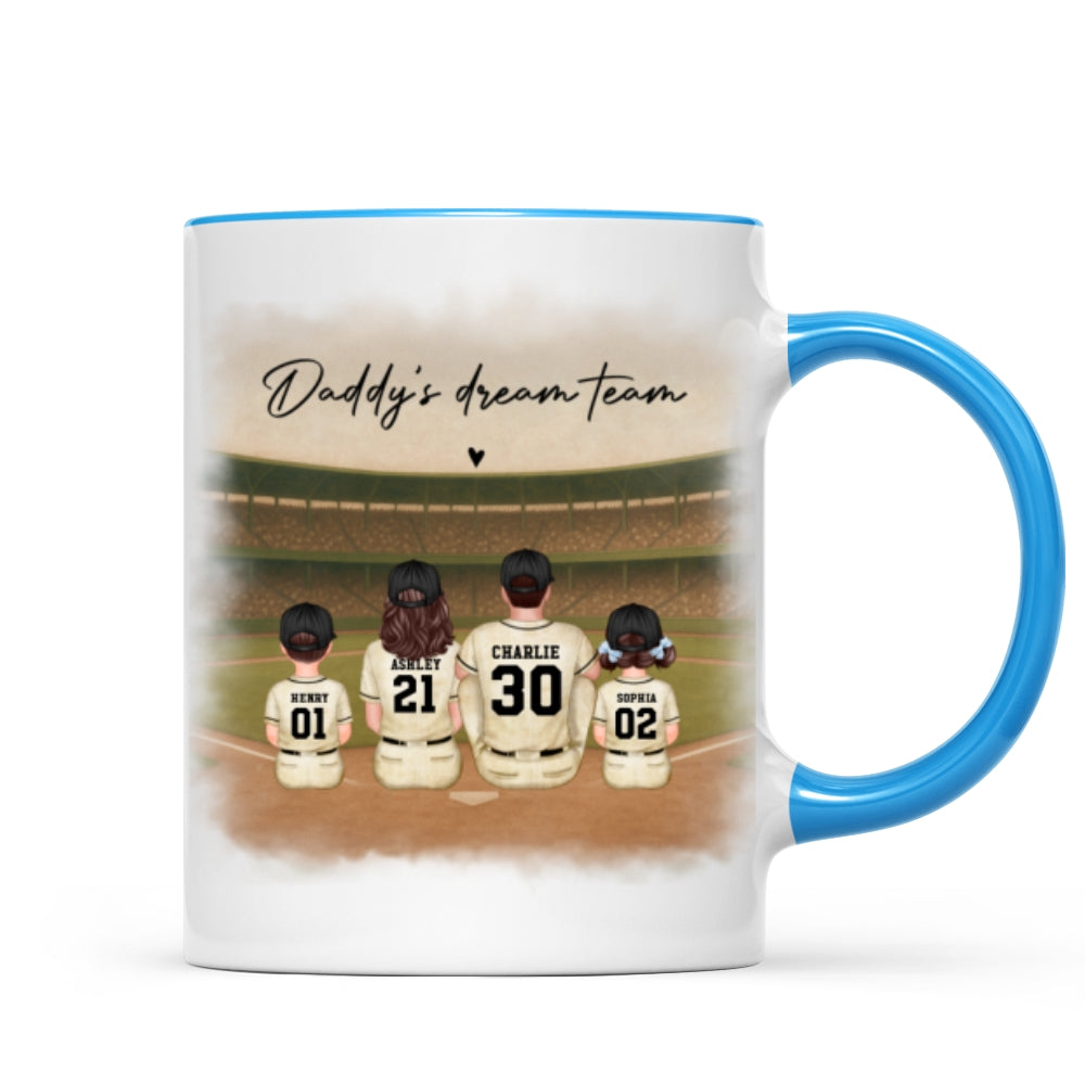 Retro Vintage Baseball Daddy's Dream Team Mug, Gift For Dad
