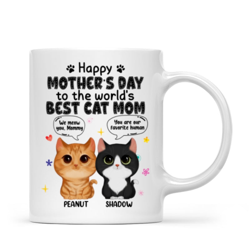 Watercolor Cute Cats Happy Mother's Day Cat Mom Watercolor Cute Cats Personalized Mug